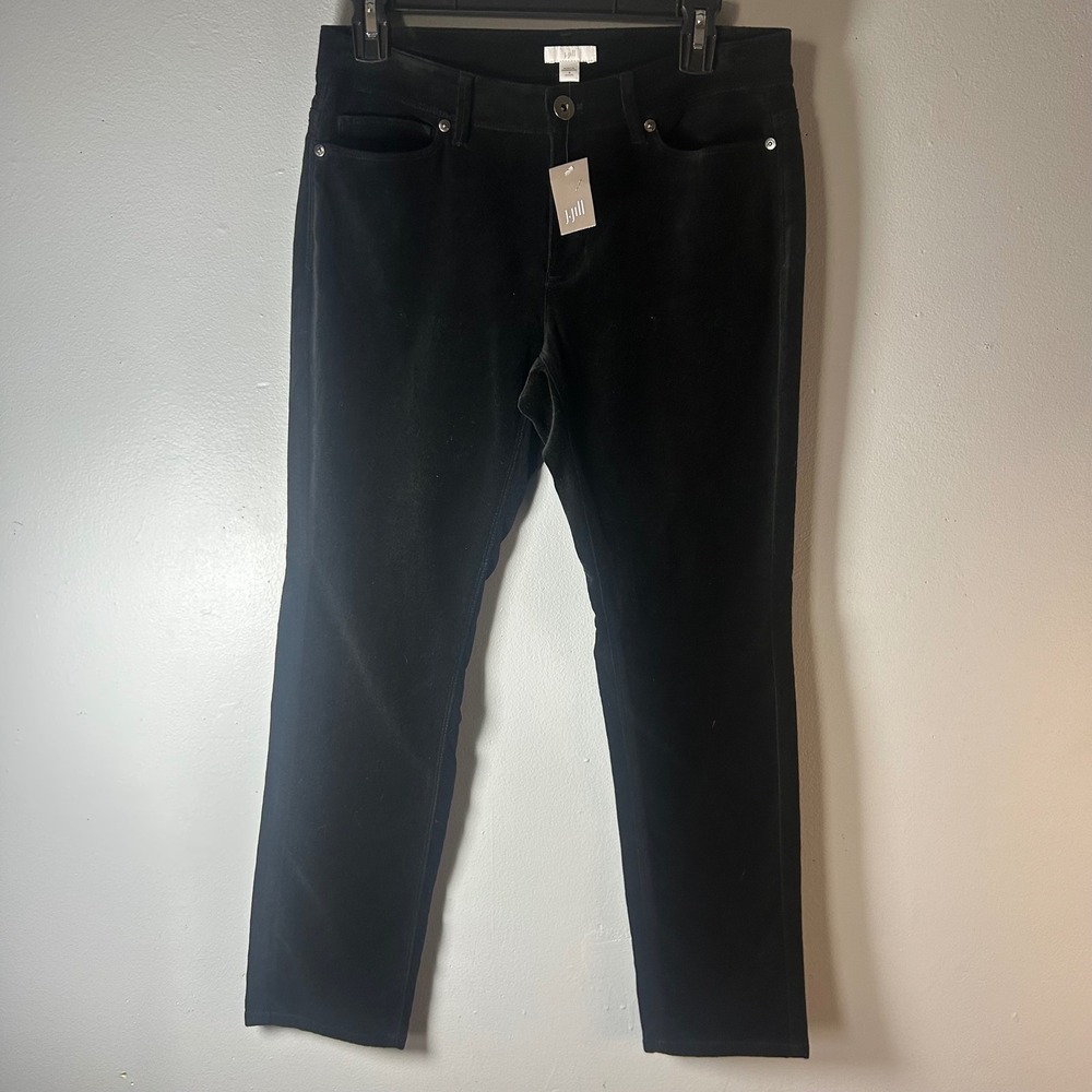 J Jill Black Velvet Corduroy Straight Leg Pants Petite Size 4